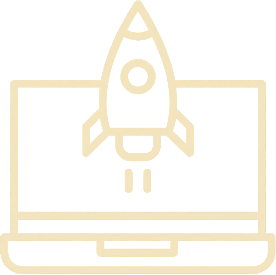 A laptop with a rocket to represent the launch of the new QMS.