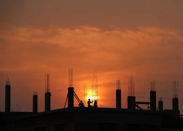 construction at sunset.