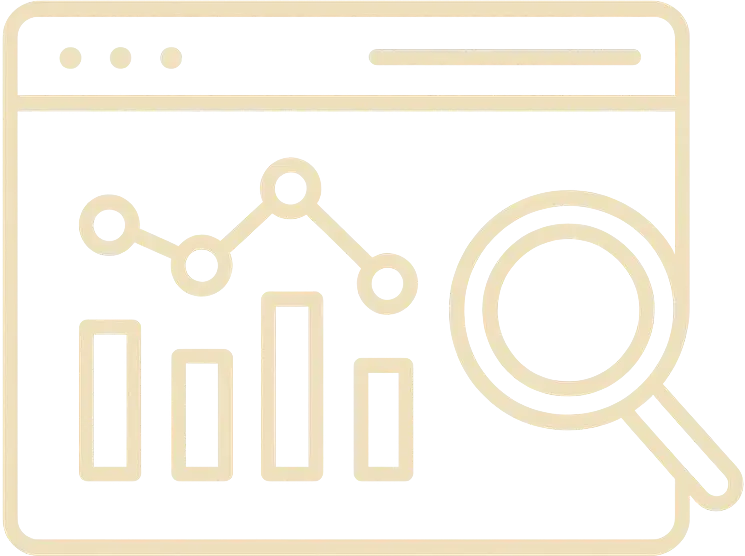 Graph with magnifying glass icon