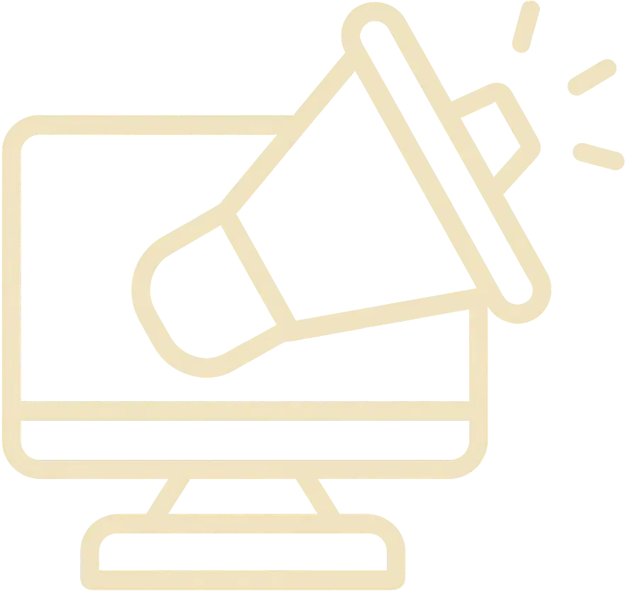 Computer with megaphone icon